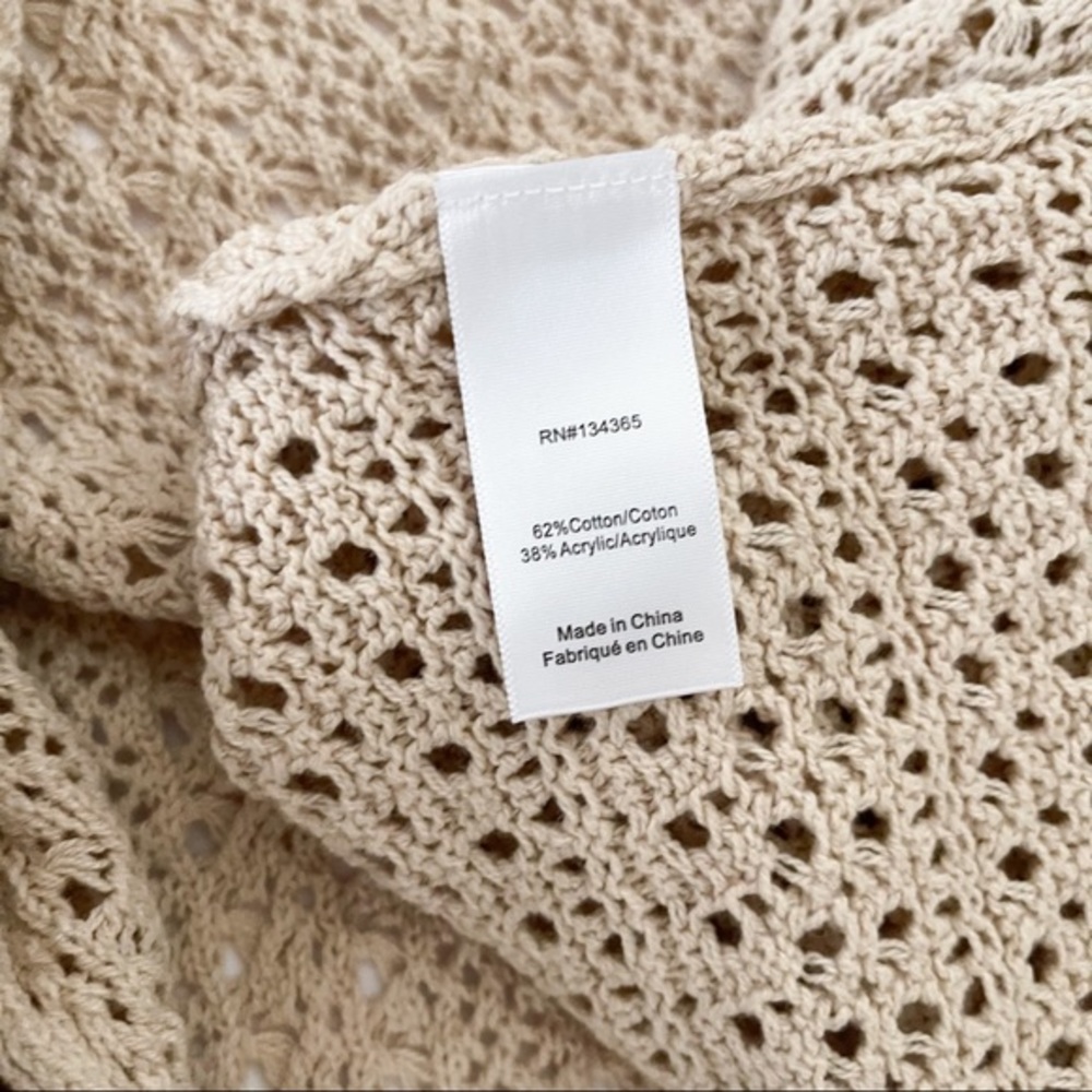 NWT Andrea Jovine Cream Beige Crochet Jacket - Picture 10 of 11